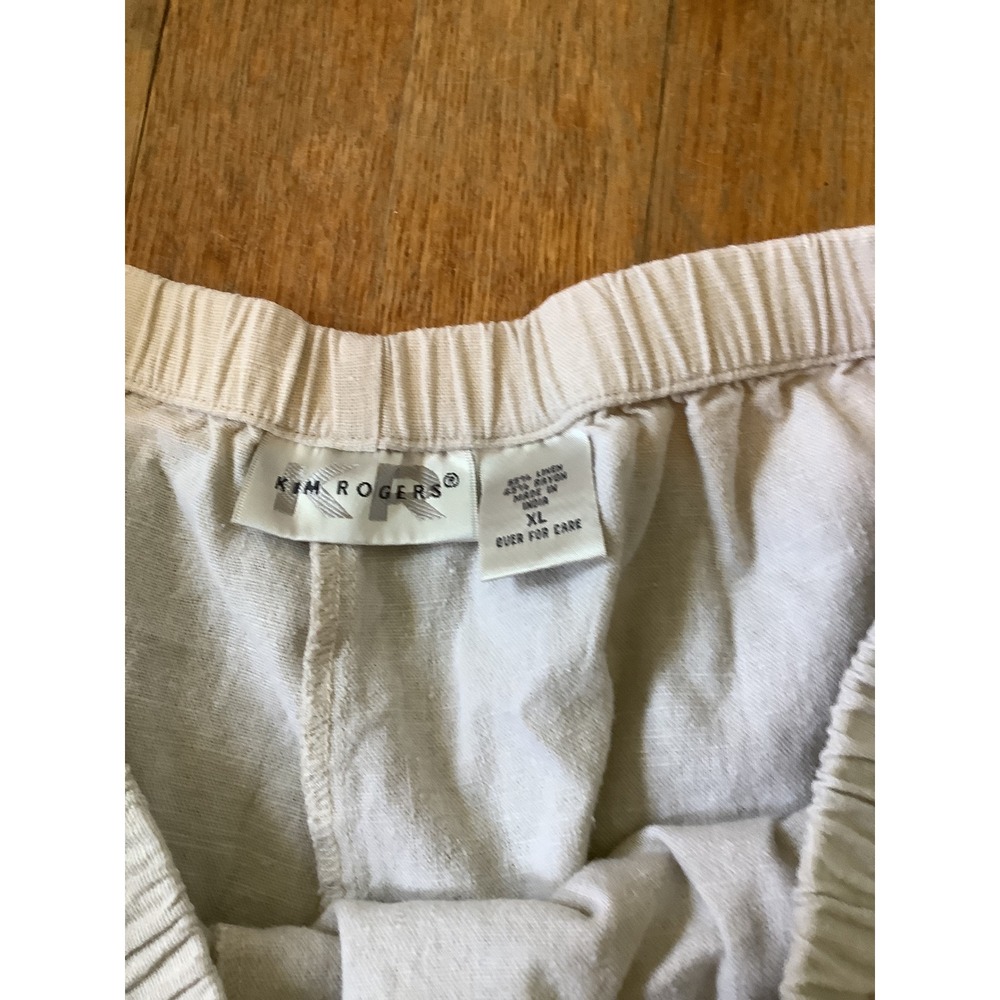 Kim Roger's Linen Blend Outfit Embroidered Floral‎ Details Set Size L - Picture 9 of 10